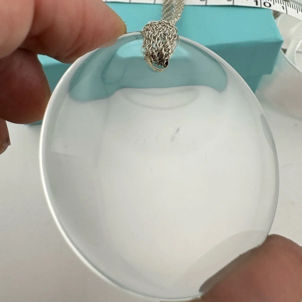 Tiffany & Co. Elsa Peretti 50mm Round Disc in Rock Crystal on Mesh Chain